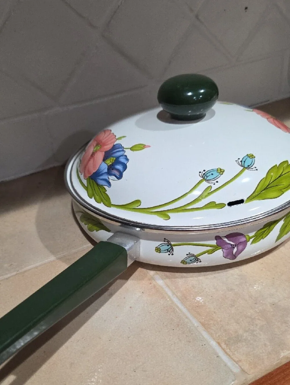 Villeroy And Boch Amapola Enamel Floral Skillet with Lid